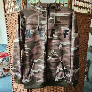 Neff Flint Shredder Fleece Camo Full Zip Hoodie Jacket - Size Mens Medium